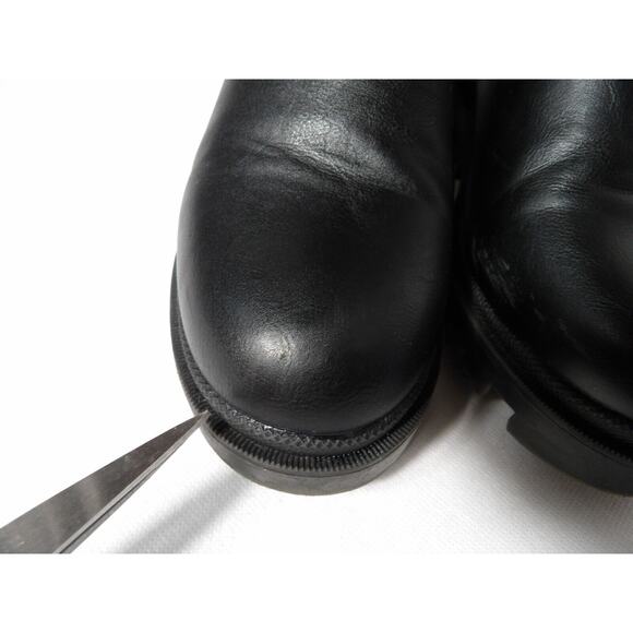 Catherine Malandrino Sz 7.5 Platform Heel Boot Black Pull On Blocky Chunky Y2K - Picture 4 of 16